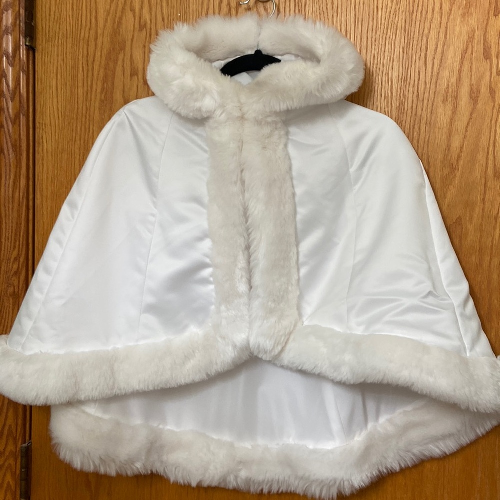 Faux fur wedding cape